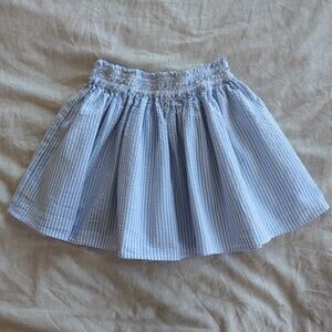 J Crew Crewcuts Classic Blue Pinstripe Seersucker Cotton Skirt Size 8